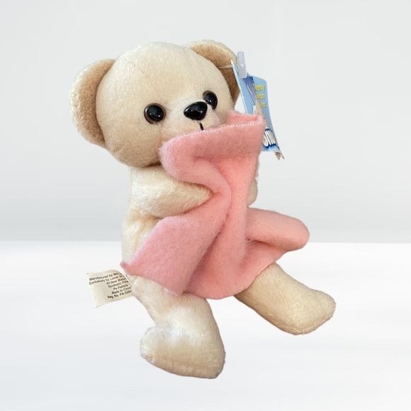Toys 200 Snuggle Fabric Softener Mini Teddy Bear Holding Pink Blanket